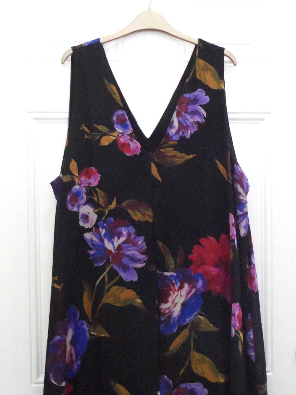 Collection Michel Studio  Sleeveless Plus Size 22 Floral Dress Blue Black Midi - Picture 2 of 16